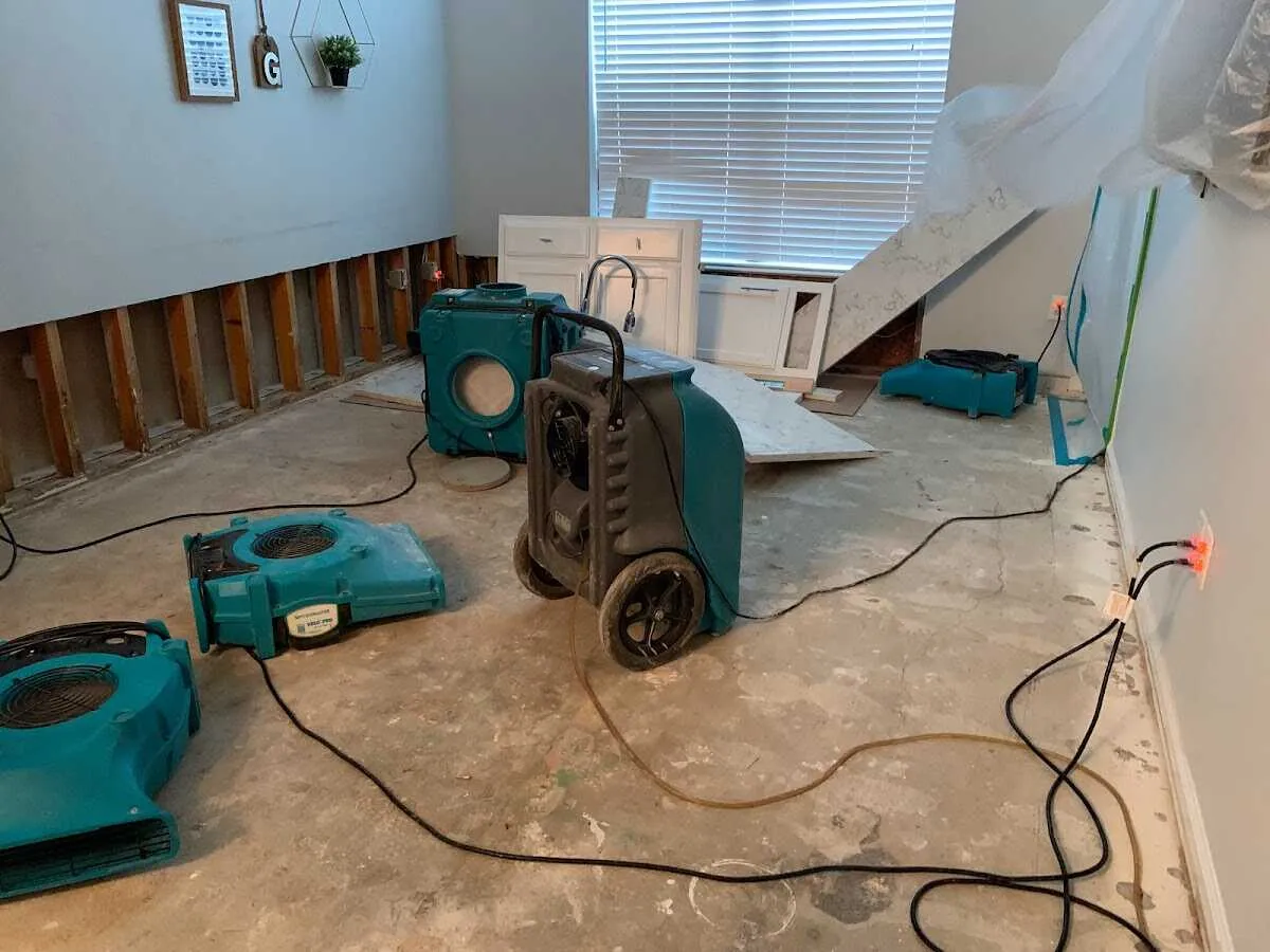 Dehumidifier in flood-cut room for Water Damage Restoration in Kalamazoo